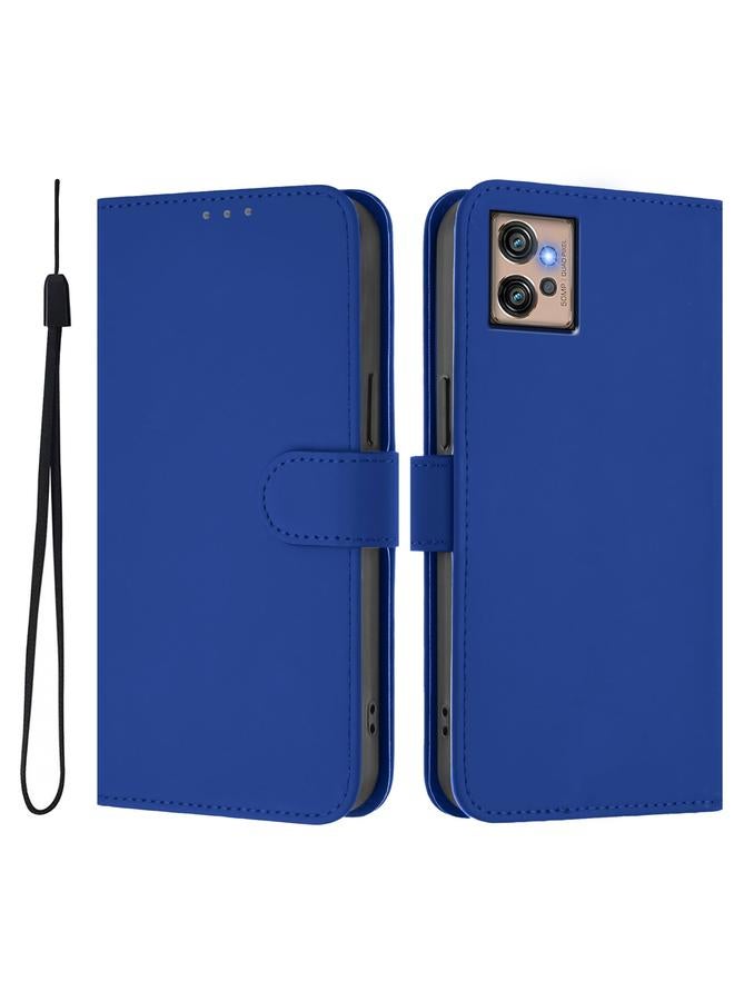 S-TOP Case For Motorola Moto G32 Skin Feel Solid Color Leather Phone Case with Lanyard - Image 2