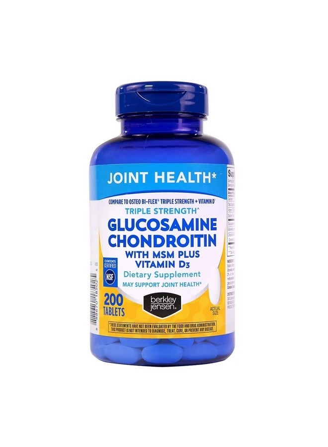 Berkley Jensen Berkley Jensen Glucosamine Chondroitin - Triple Strength Glucosamine Chondroitin Complex with MSM and D3 - Joint Supplement Tablets for Joint Support and Cartilages, NSF Certified, 200 Ct. (Pack of 1)  - Image 1