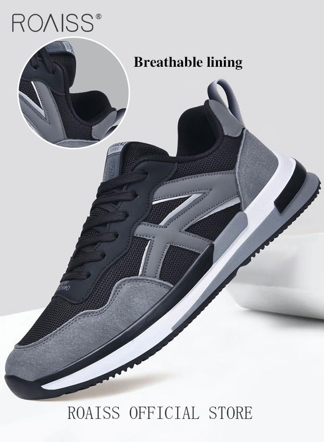 رويس أحذية رياضية أنيقة منخفضة للرجال، أحذية رياضية خفيفة الوزن ومسامية للرجال، أحذية رياضية غير قابلة للانزلاق برباط، أحذية رياضية ممتصة للصدمات مع بطانة ناعمة، مناسبة للارتداء اليومي والجري والأنشطة الخارجية - Image 2