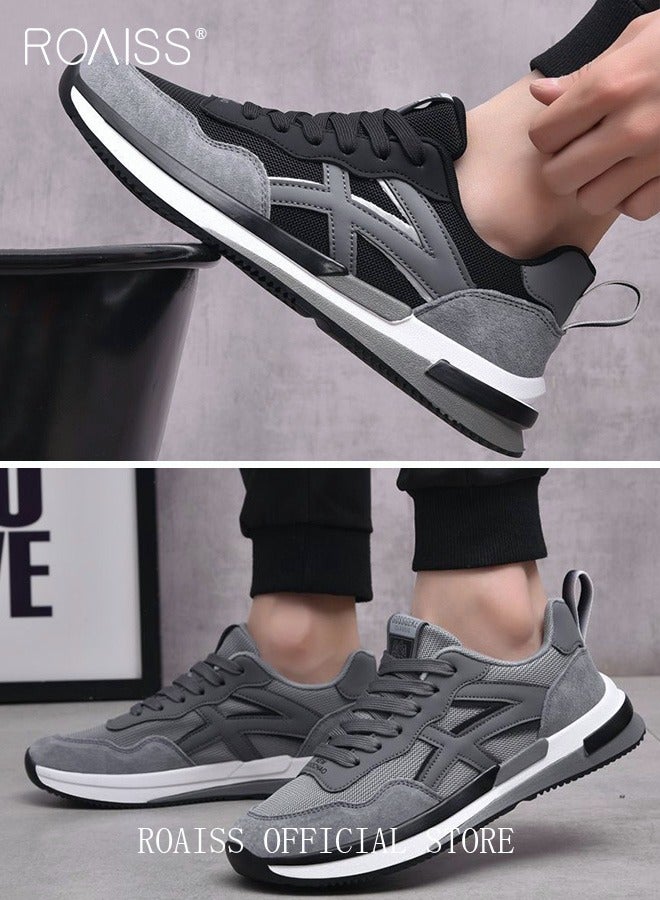 رويس أحذية رياضية أنيقة منخفضة للرجال، أحذية رياضية خفيفة الوزن ومسامية للرجال، أحذية رياضية غير قابلة للانزلاق برباط، أحذية رياضية ممتصة للصدمات مع بطانة ناعمة، مناسبة للارتداء اليومي والجري والأنشطة الخارجية - Image 5