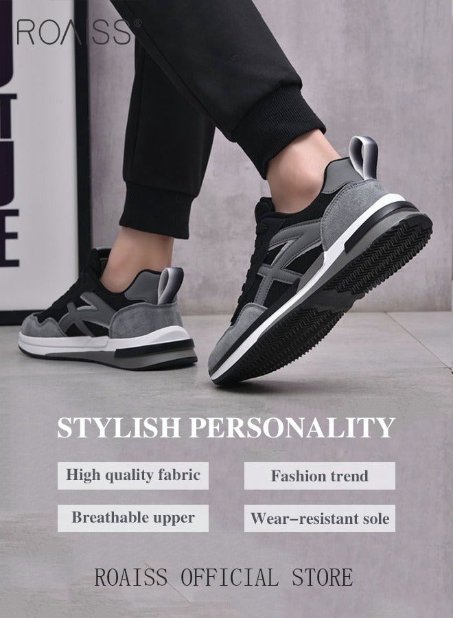 رويس أحذية رياضية أنيقة منخفضة للرجال، أحذية رياضية خفيفة الوزن ومسامية للرجال، أحذية رياضية غير قابلة للانزلاق برباط، أحذية رياضية ممتصة للصدمات مع بطانة ناعمة، مناسبة للارتداء اليومي والجري والأنشطة الخارجية - Image 3