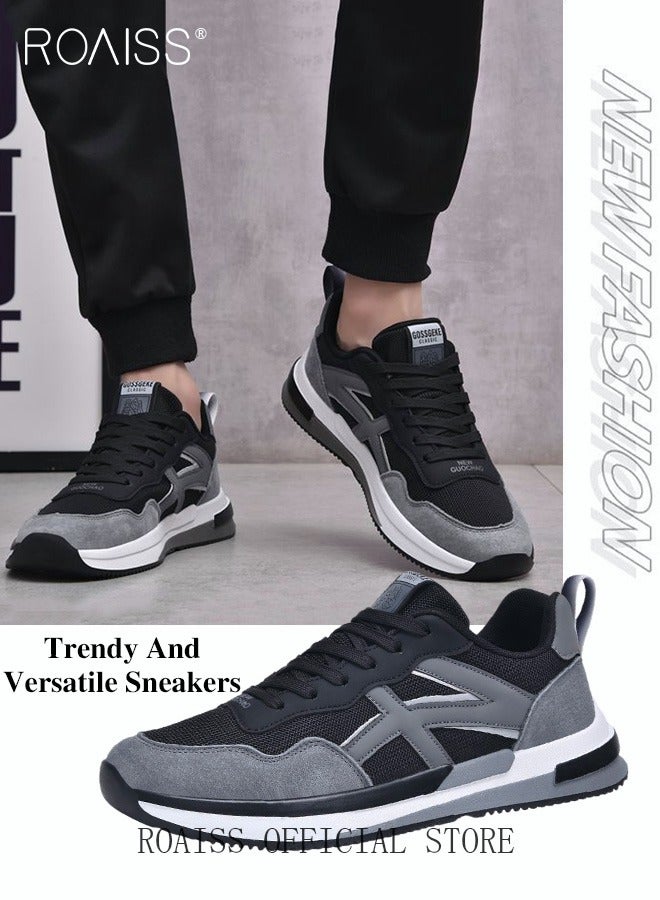 رويس أحذية رياضية أنيقة منخفضة للرجال، أحذية رياضية خفيفة الوزن ومسامية للرجال، أحذية رياضية غير قابلة للانزلاق برباط، أحذية رياضية ممتصة للصدمات مع بطانة ناعمة، مناسبة للارتداء اليومي والجري والأنشطة الخارجية - Image 4