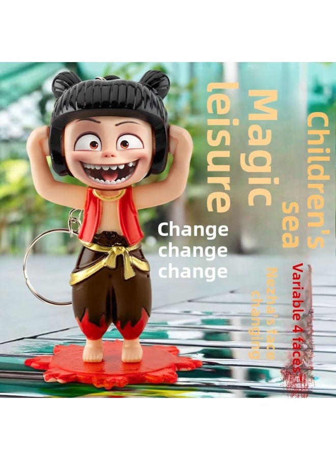 Generic - Hand-made Creative Pressing Face-changing Doll Devil Boy Surrounding The World Which Cha Which Expression Bag Face-changing Doll Toy-Color:[8 Pieces] Nezha Face-changing Toys With 4 Variable Expressions - Image 1