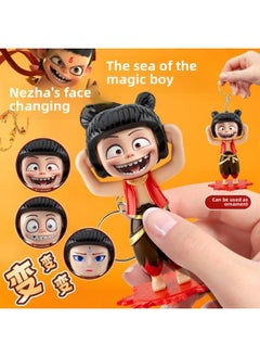 Hand-made Creative Pressing Face-changing Doll Devil Boy Surrounding The World Which Cha Which Expression Bag Face-changing Doll Toy-Color:[8 Pieces] Nezha Face-changing Toys With 4 Variable Expressions