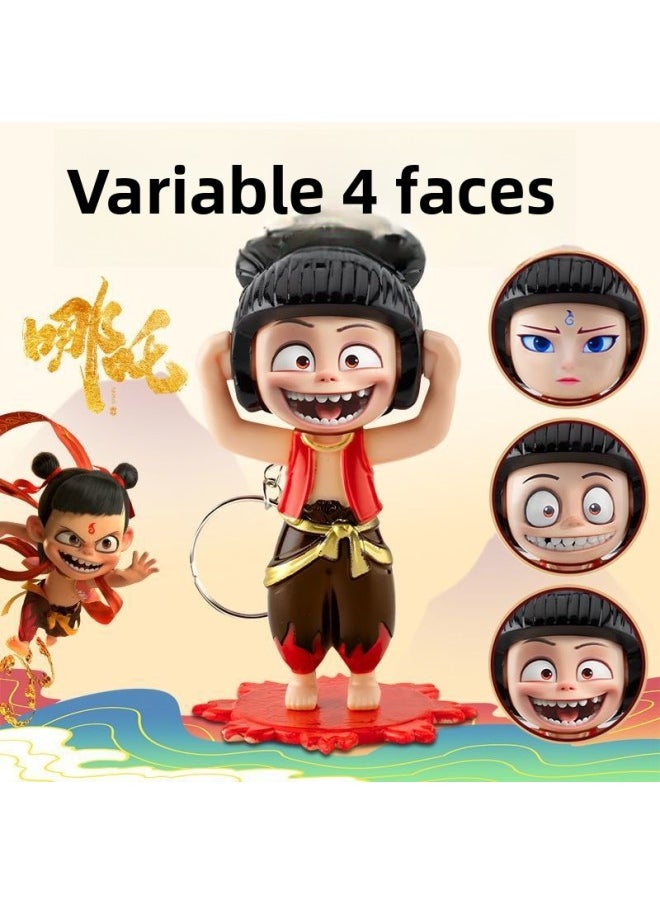 Generic - Hand-made Creative Pressing Face-changing Doll Devil Boy Surrounding The World Which Cha Which Expression Bag Face-changing Doll Toy-Color:[8 Pieces] Nezha Face-changing Toys With 4 Variable Expressions - Image 1