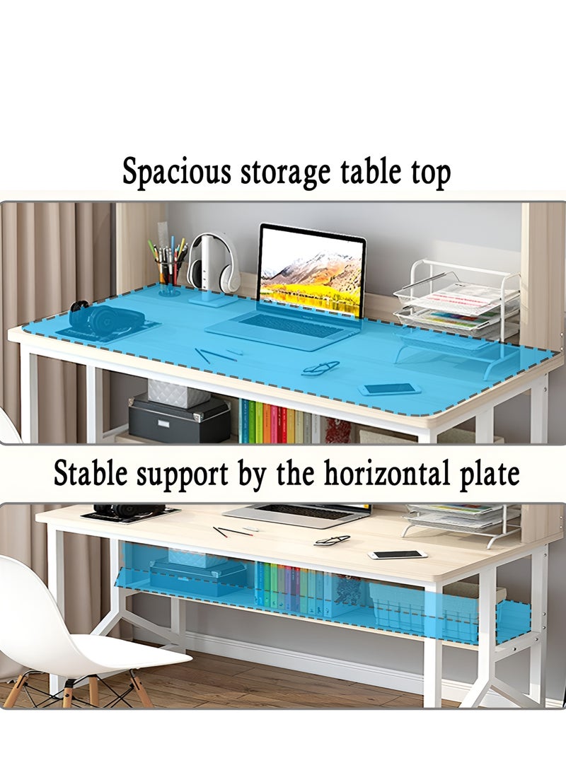 ZUIHAO - Computer Desk with Bookrack Home Office Desk Study Table with Bookshelf 120 L 60 W 141.5 H cm BLACK - Image 1