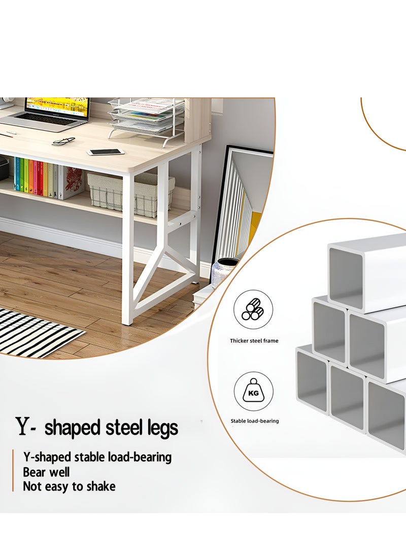 ZUIHAO - Computer Desk with Bookrack Home Office Desk Study Table with Bookshelf 120 L 60 W 141.5 H cm BLACK - Image 1