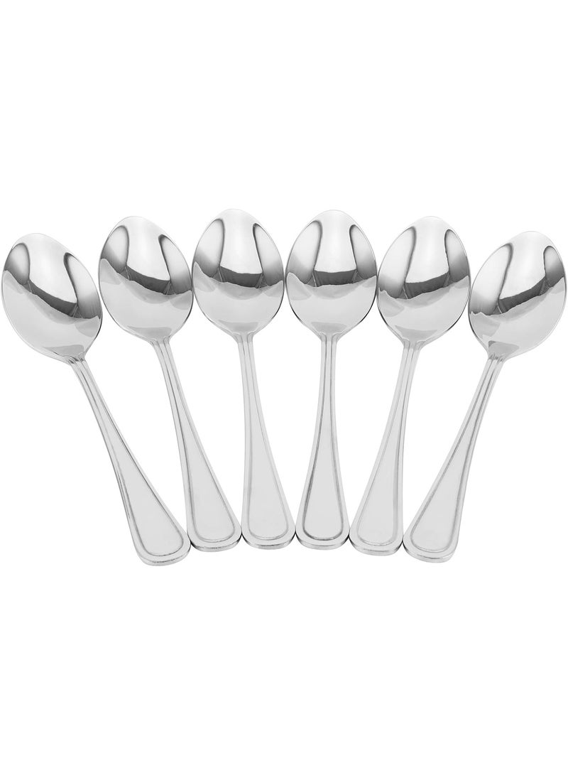 Berger Stainless Steel Dessert Spoon Set, Silver, 6 Pieces | Premium Mirror Finish Cutlery | Durable Spoons for Desserts, Tea & Daily Use - Image 1
