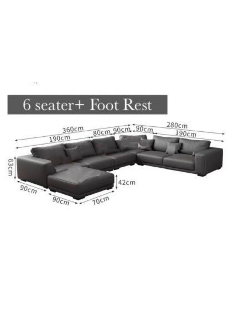 KARNAK Latest Wooden Furniture Designs U Shaped Sectional Sofa Living Room Leather Sofa Set Furniture (Brown)  - Image 2