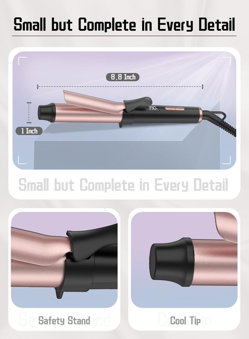 PANDA JOJO Travel Curling Iron 5 Adjustable Temp, 1 Inch Mini Curling Iron Travel Size with LED Display, Ceramic Mini Hair Curler with Keratin and Argan Oil Infuse, Dual Voltage - Image 3