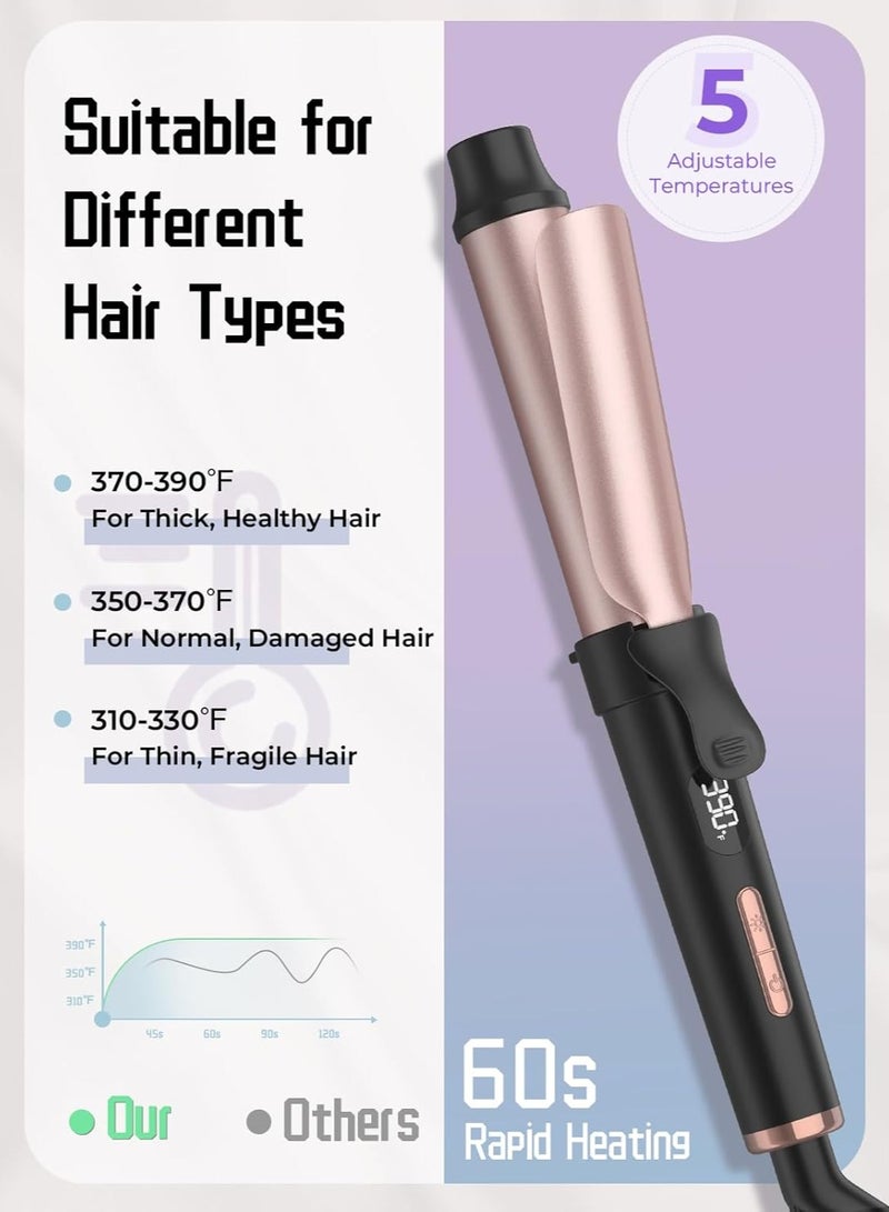 PANDA JOJO Travel Curling Iron 5 Adjustable Temp, 1 Inch Mini Curling Iron Travel Size with LED Display, Ceramic Mini Hair Curler with Keratin and Argan Oil Infuse, Dual Voltage - Image 2