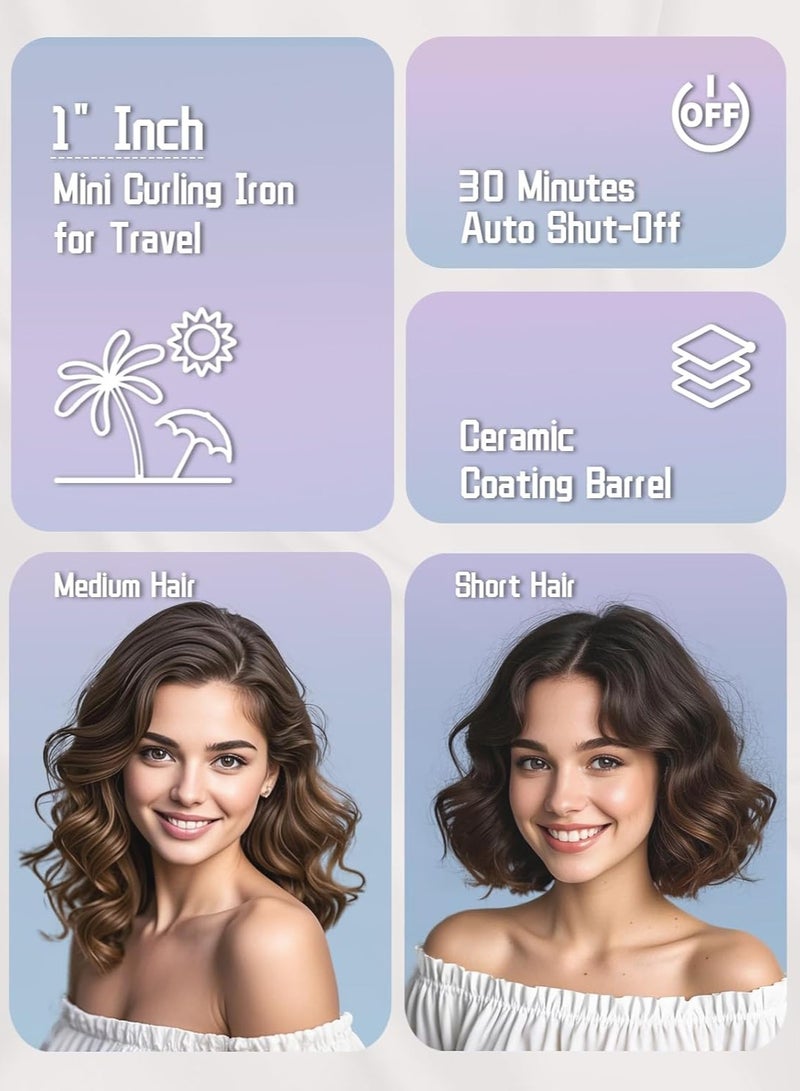 PANDA JOJO Travel Curling Iron 5 Adjustable Temp, 1 Inch Mini Curling Iron Travel Size with LED Display, Ceramic Mini Hair Curler with Keratin and Argan Oil Infuse, Dual Voltage - Image 5