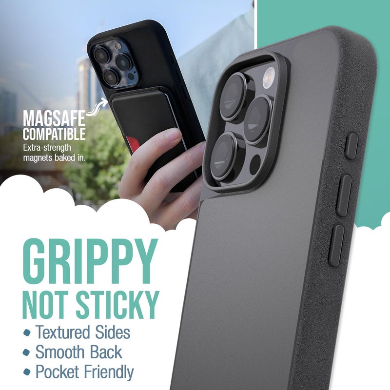 SmartishÂ® iPhone 16 Pro MagSafe Case - Gripmunk Magnetic Slim Case [Lightweight + Protective] Thin Grip Cover with Microfiber Lining for Apple iPhone 16 Pro - Black Tie Affair - Image 2