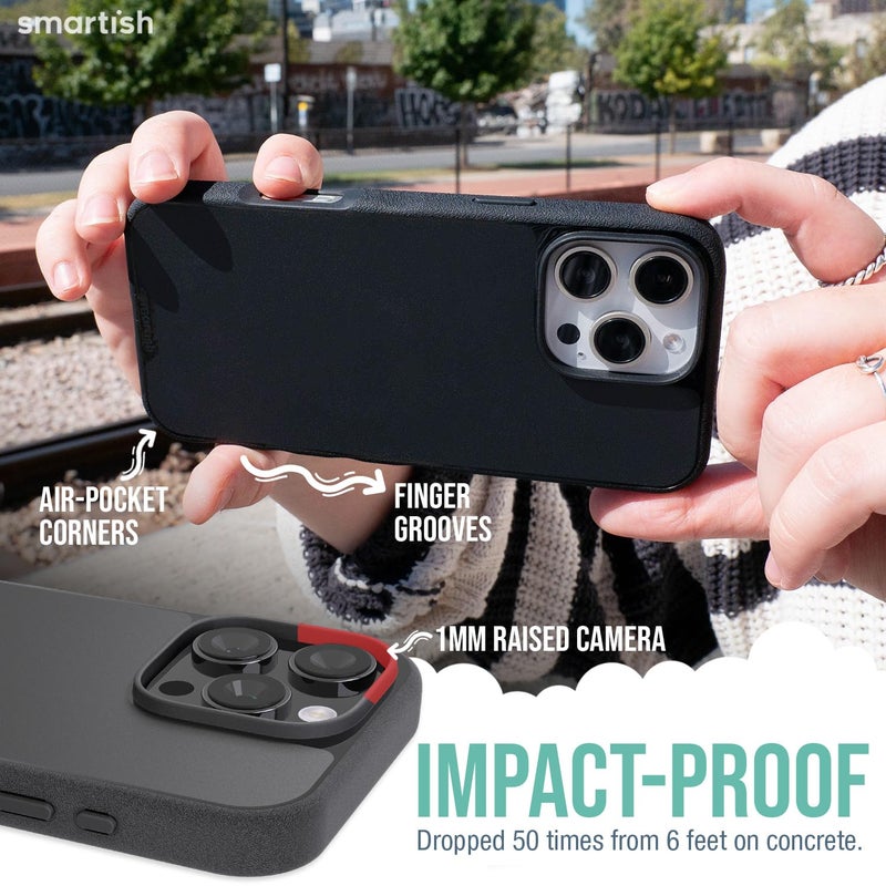 SmartishÂ® iPhone 16 Pro MagSafe Case - Gripmunk Magnetic Slim Case [Lightweight + Protective] Thin Grip Cover with Microfiber Lining for Apple iPhone 16 Pro - Black Tie Affair - Image 4