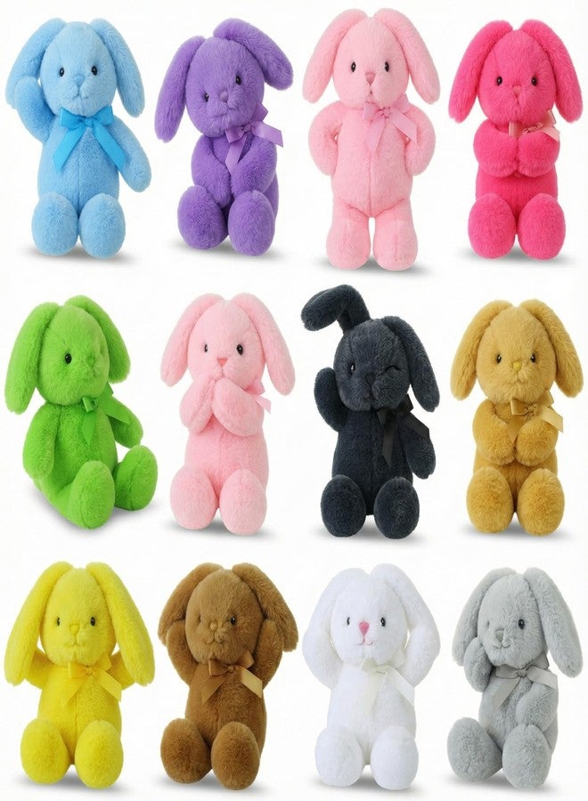Arrowbash 12 Pcs 13.5 Inch Plush Easter Bunny Stuffed Animal Soft Stuffed Rabbit Plush Toy Kawaii Bunny Stuff for Easter Egg Filler Hunting Fluffy Hugging Sleeping Gifts (Adorable,12 Colors) - Image 1
