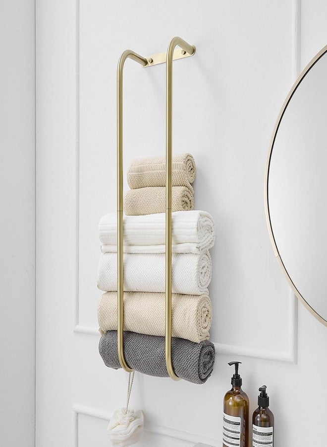 BWE Brushed Gold Towel Racks for Bathroom, Wall Mounted Towel Rack for Rolled Towels, Bathroom Towel Storage, Stainless Steel Vertical Towel Holder, Bathroom Organizer - Image 1