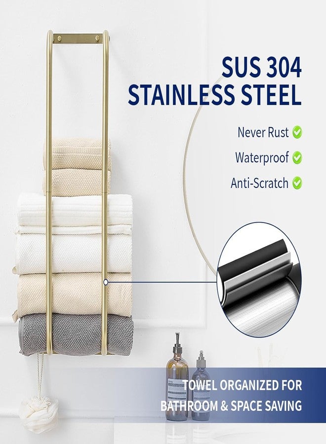 BWE Brushed Gold Towel Racks for Bathroom, Wall Mounted Towel Rack for Rolled Towels, Bathroom Towel Storage, Stainless Steel Vertical Towel Holder, Bathroom Organizer - Image 3