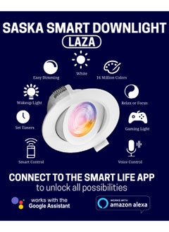 SASKA Saska smart wi-fi led downlight laza 5w tunable white dimmable color changing adjustable angle recessed Light ceiling lighting fixtures works with alexa and google home (Pack of 8)  - Image 2