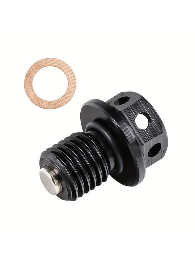 Magnetic Engine Oil Drain Plug And Washer Gasket M12x1 5 Black For Honda Yamaha - Image 1