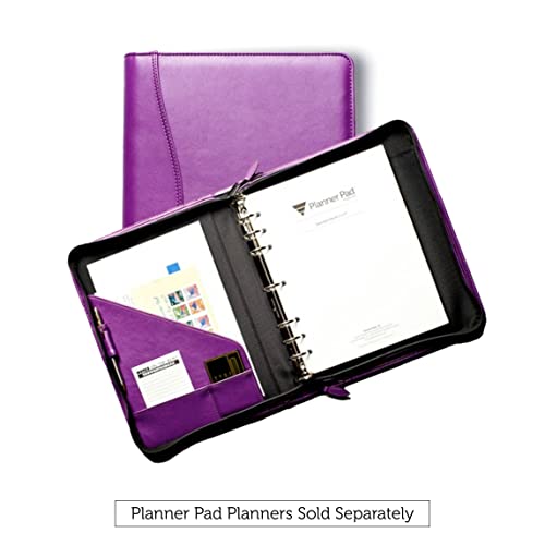 Planner Pad 7 Ring Loose Leaf Executive Size Cover, Fits 8 1/2” x 11” Size Planner Pages, Plum Faux Leather - Image 5