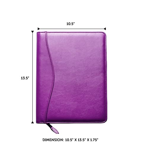 Planner Pad 7 Ring Loose Leaf Executive Size Cover, Fits 8 1/2” x 11” Size Planner Pages, Plum Faux Leather - Image 4