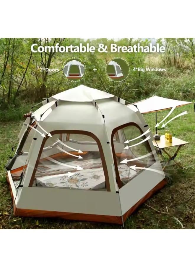 Generic Camping Tent 4-7 Person Pop Up Cabin Tent Full-Automatic Waterproof Tent with Porch Waterproof Windproof Ultraviolet-proof Cabin Tent for Camping Hiking Mountaineering with Storage Bag Size: 240*270*160cm  - Image 3