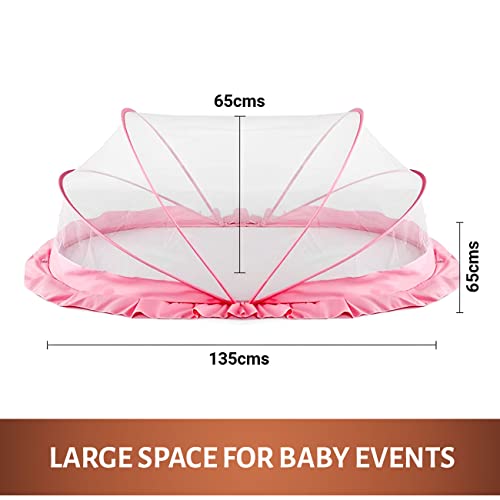 TurtleGrip Crib Net, Portable Baby Mosquito Net Anti-Bug | Size: 135 x 65 x 65cms, for (0 to 24 Months) Baby Color: Pink - Image 2