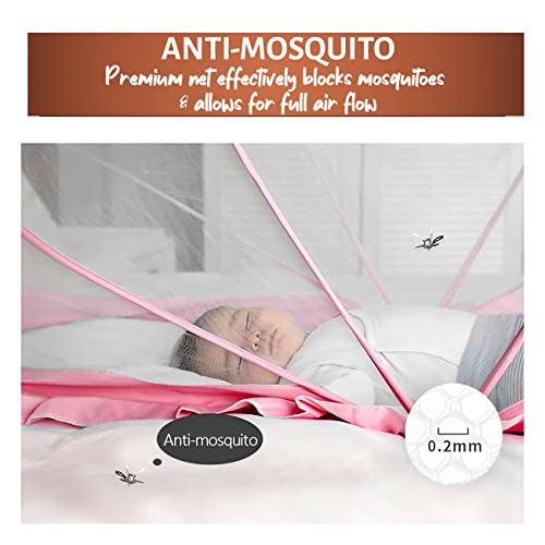 TurtleGrip Crib Net, Portable Baby Mosquito Net Anti-Bug | Size: 135 x 65 x 65cms, for (0 to 24 Months) Baby Color: Pink - Image 4