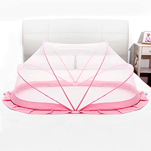 TurtleGrip Crib Net, Portable Baby Mosquito Net Anti-Bug | Size: 135 x 65 x 65cms, for (0 to 24 Months) Baby Color: Pink - Image 1