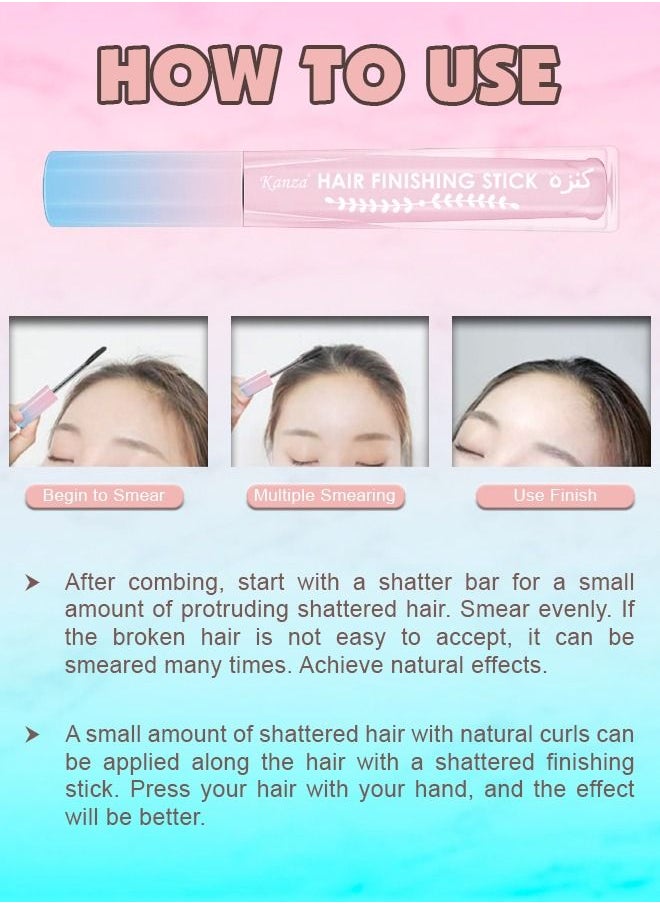 Kanza - Hair Finishing Stick Flyaway Hair Stick Moisturizing and Shiny Not Greasy Small Broken Hair Finishing Cream Hair Styling Wax Stick Hair Gel Fixing Bangs Stereotypes Cream 15g - Image 1