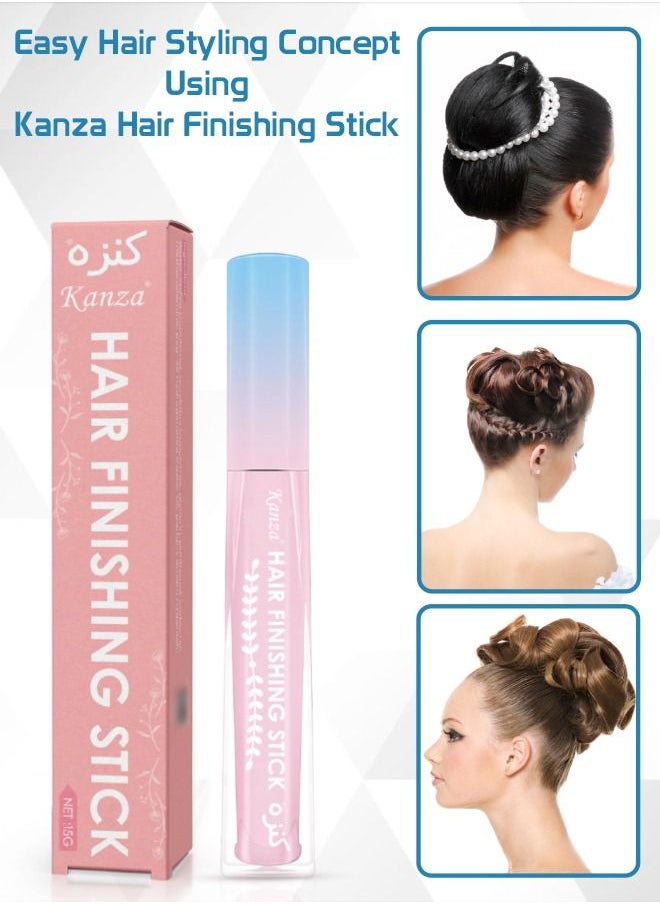Kanza - Hair Finishing Stick Flyaway Hair Stick Moisturizing and Shiny Not Greasy Small Broken Hair Finishing Cream Hair Styling Wax Stick Hair Gel Fixing Bangs Stereotypes Cream 15g - Image 1