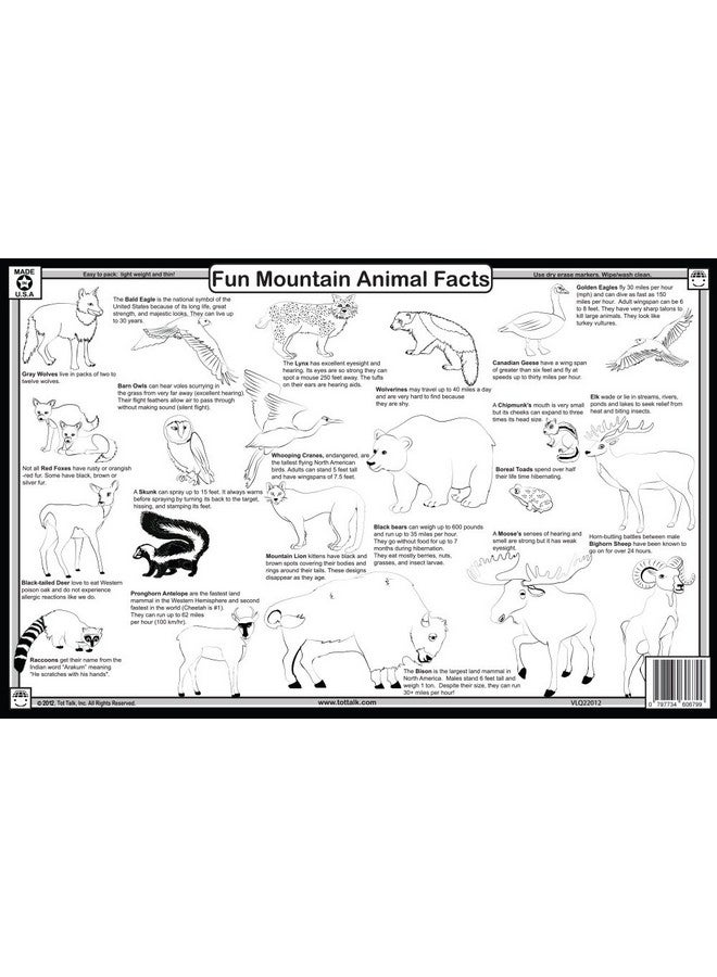 Tot Talk Educational Kids Placemats Animals Nature Of 4 Table Mats: Ocean Jungle Savanna Mountain Animals Reversible Activities Waterproof Washable Wipeable Durable Doublesided - Image 4