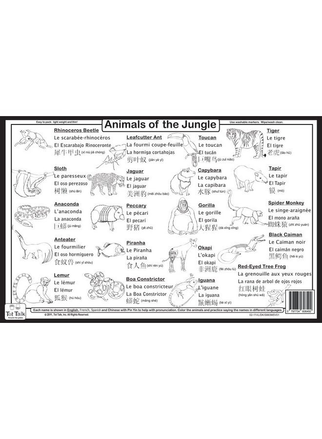 Tot Talk Educational Kids Placemats Animals Nature Of 4 Table Mats: Ocean Jungle Savanna Mountain Animals Reversible Activities Waterproof Washable Wipeable Durable Doublesided - Image 3