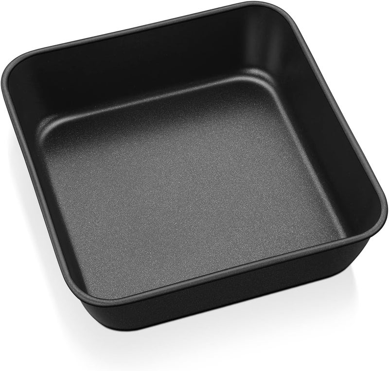 P&P CHEF Square Cake Pan, Nonstick Square Baking Pan for Cake Brownie Lasagna, Stainless Steel Core for Sturdy Structure, Non-toxic & Oven Safe, Black (6 Inch) - Image 1