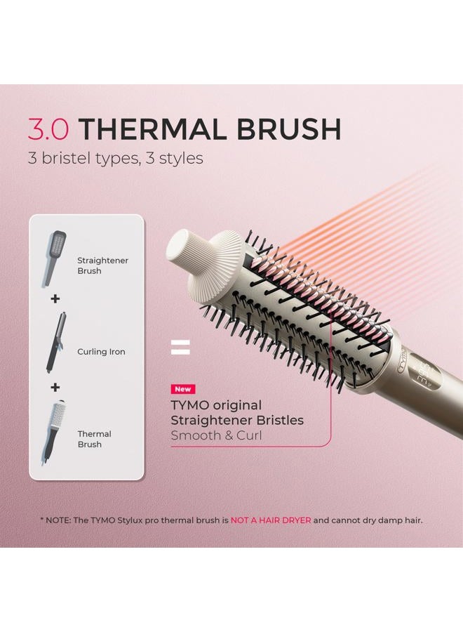 TYMO StyluxPro Thermal Brush Curling Brush - 800M Ionic Heated Round Volumizer with 3D Straightener Teeth, 20% Larger Barrel for Faster Blowout, 5-Temp, Travel Dual Voltage, Salon Styler, 1.5 Inch - Image 2