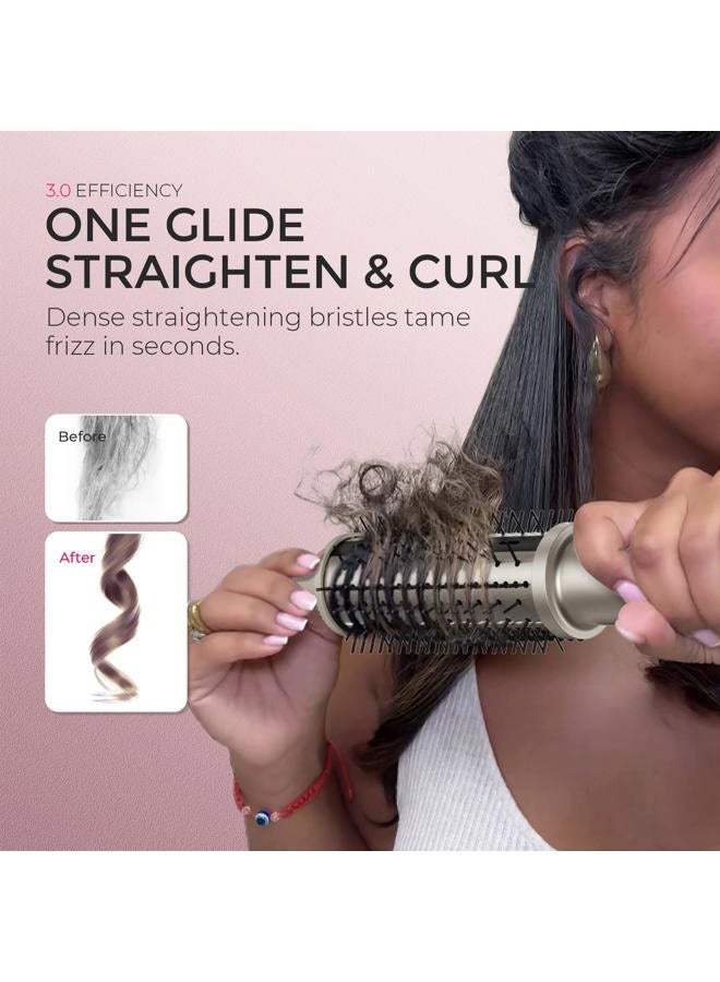TYMO StyluxPro Thermal Brush Curling Brush - 800M Ionic Heated Round Volumizer with 3D Straightener Teeth, 20% Larger Barrel for Faster Blowout, 5-Temp, Travel Dual Voltage, Salon Styler, 1.5 Inch - Image 3