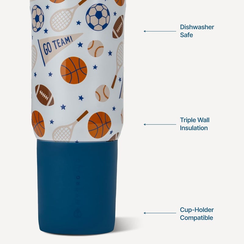 HydroJug Sport - Stainless Steel Tumbler with Straw, Vacuum Insulated, 20oz Leakproof Water Bottle, Ergonomic Design, Reusable, Dishwasher Safe, Rubber Base, Durable for Gym or Outdoors, All-Stars - Image 2