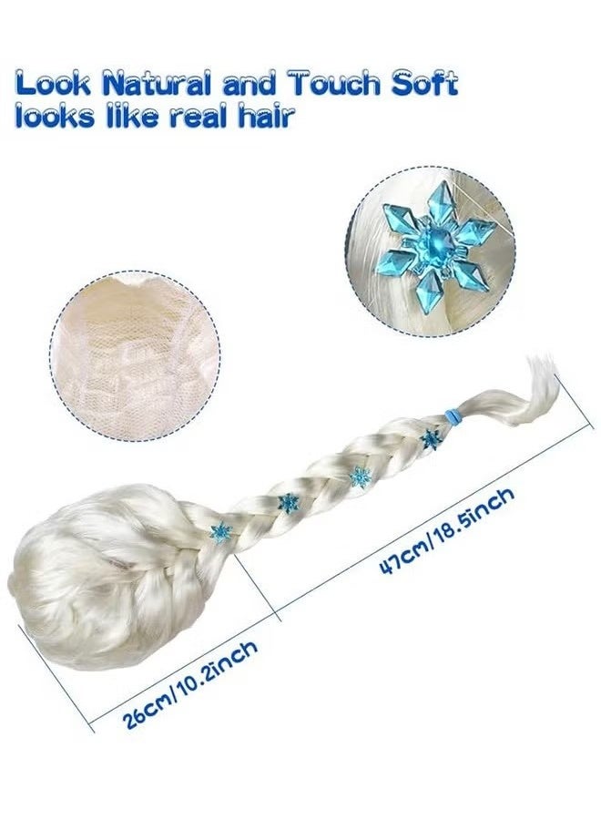 7Pcs Princess Dress Up Accessories, Crown, Wand, Gloves, Wig, Necklace Earrings Bracelet and Ring Gift, Dress Up Costume Cosplay Accessories for Kids Girls, Princess Game - Image 2