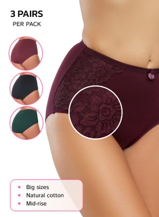 Womens Mid-Coverage Lacy Underwear Cotton Underwear for Ladies Soft Briefs 3 Pack - pzsku/Z28E7C49988BCEE4E85BFZ/45/1746382911/a103e57d-bcf9-418d-ac71-bb092204170b