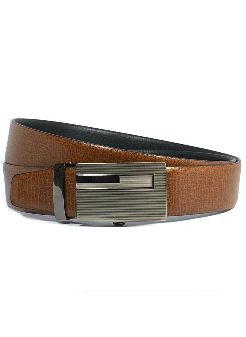 Classic Milano - Classic Milano Genuine Leather Men's Spanish Leather Belt Men Automatic Buckle Dress Belt  - Formal Men's Belt Leather & Office Wear Belt, Formal Outfits, Gifts - Black & Brown Men’s Leather Belt for Men - Image 1