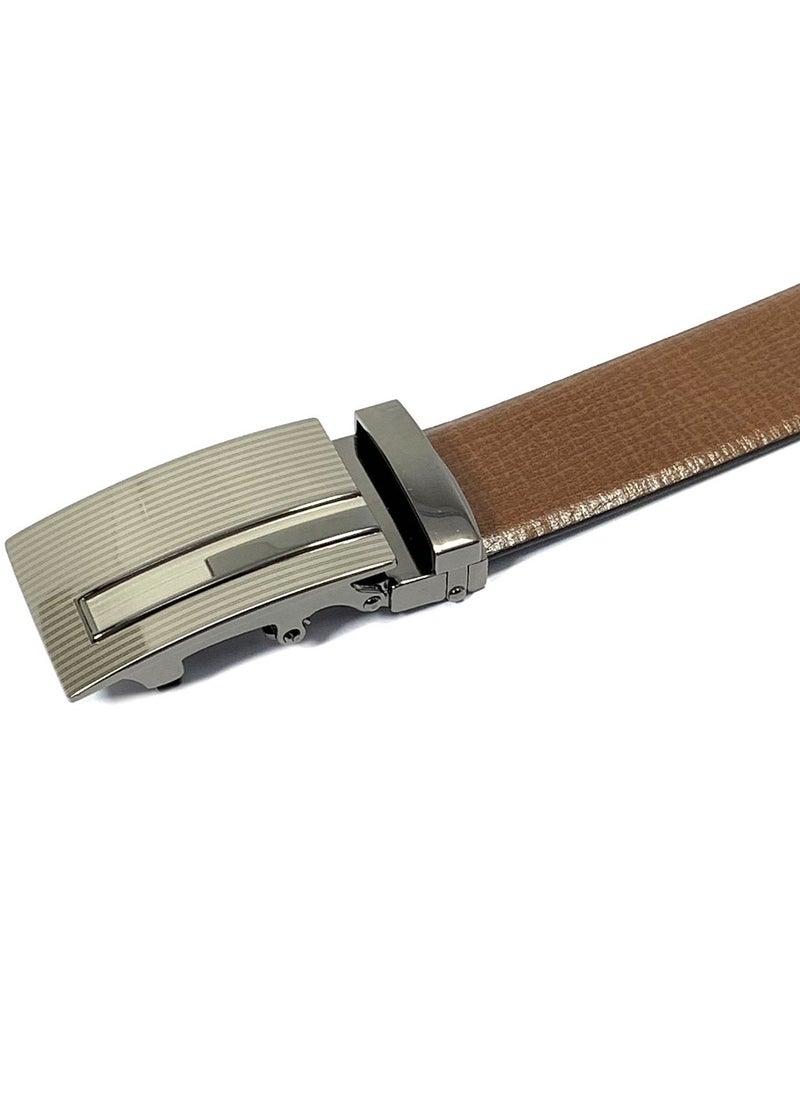 Classic Milano - Classic Milano Genuine Leather Men's Spanish Leather Belt Men Automatic Buckle Dress Belt  - Formal Men's Belt Leather & Office Wear Belt, Formal Outfits, Gifts - Black & Brown Men’s Leather Belt for Men - Image 1