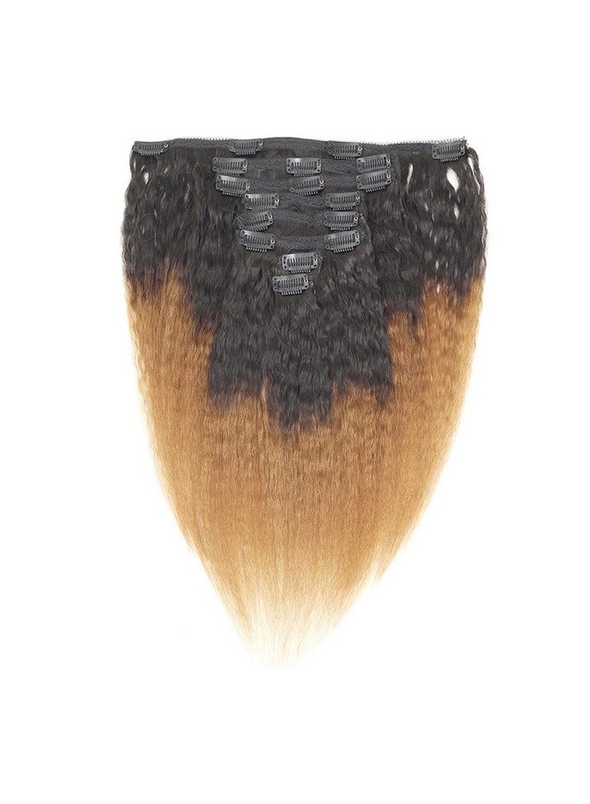 Feelgrace Ombre Brown Kinky Straight Clip Ins Hair Extension 8 Pieces Virgin Remy Yaki Straight Clip Ins Hair For Black Women 10A Thick Full Clips In Hair Yaki Straight (18 Inches) - Image 3