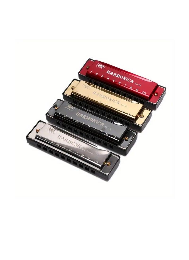 Megarya MegArya 10 Holes Harmonica Mouth Organ Musical Instrument Beginner Teaching Playing Gift Copper Core Resin Harmonica (Red)  - Image 2