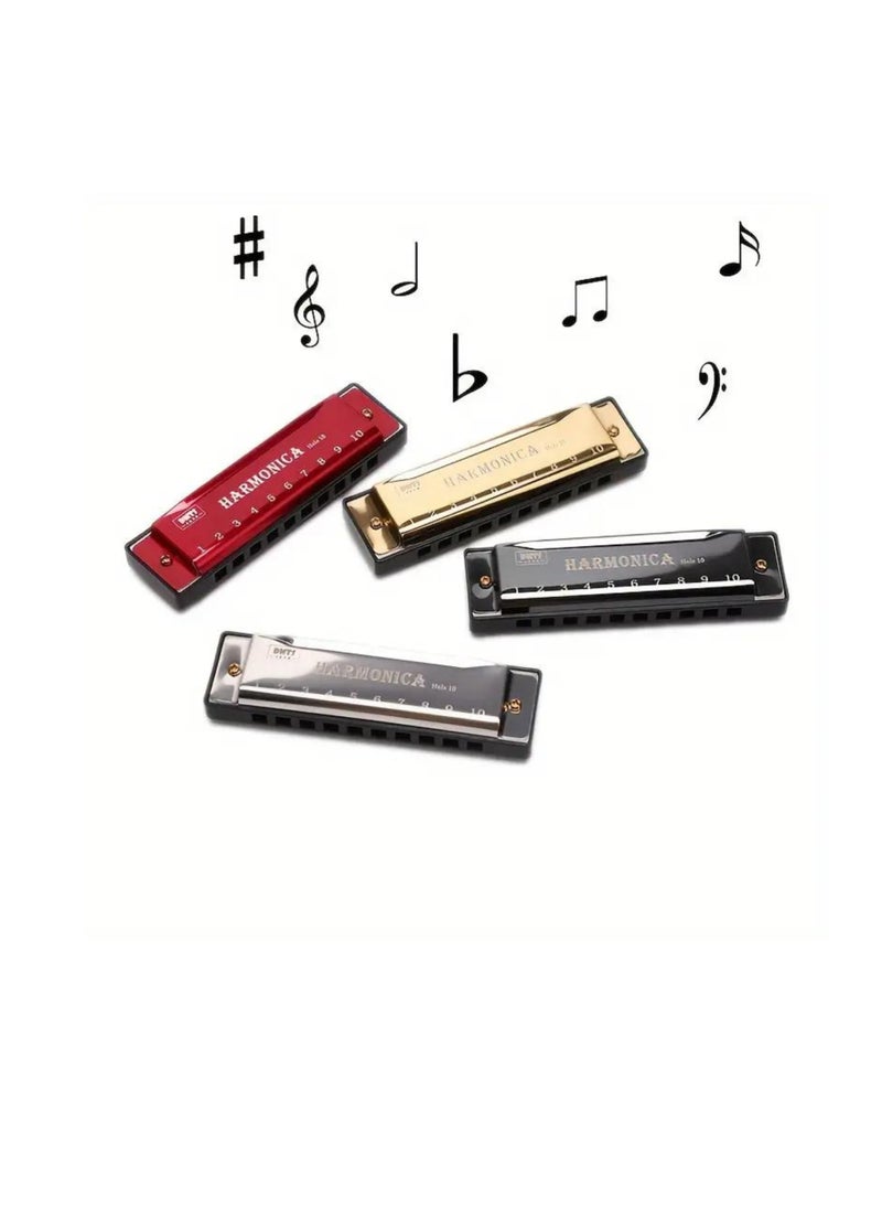 Megarya MegArya 10 Holes Harmonica Mouth Organ Musical Instrument Beginner Teaching Playing Gift Copper Core Resin Harmonica (Red)  - Image 3