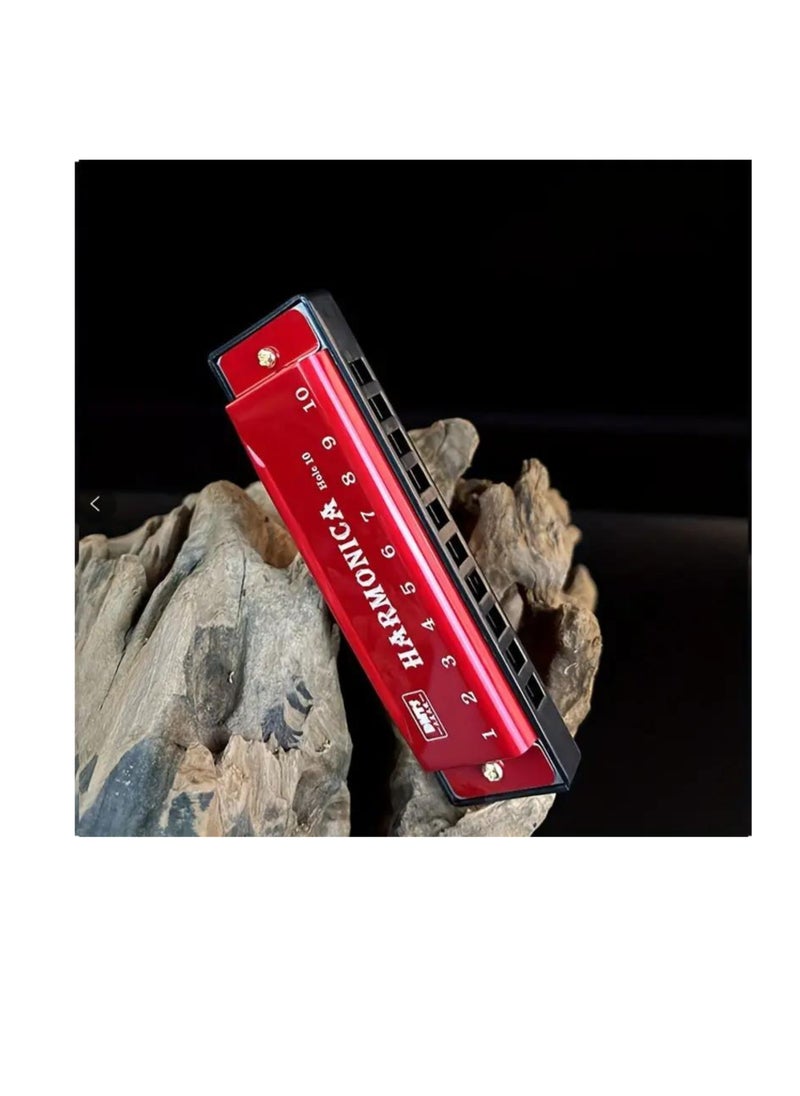 Megarya MegArya 10 Holes Harmonica Mouth Organ Musical Instrument Beginner Teaching Playing Gift Copper Core Resin Harmonica (Red)  - Image 5