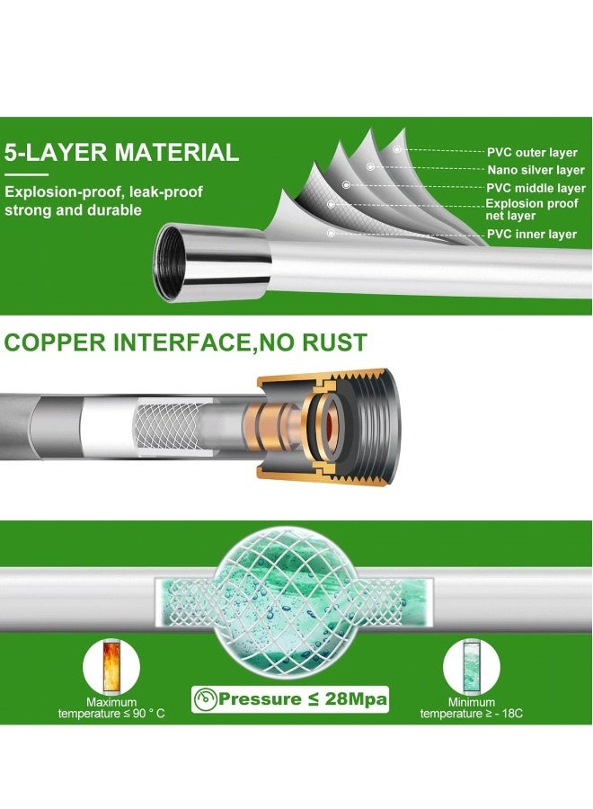 خرطوم دش كروم بديل، خرطوم دش بي في سي عالمي G1 2 مضاد للتشابك، مضاد للانفجار، ومقاوم للتسرب لصنابير الحمام، 1.5 متر - Image 2
