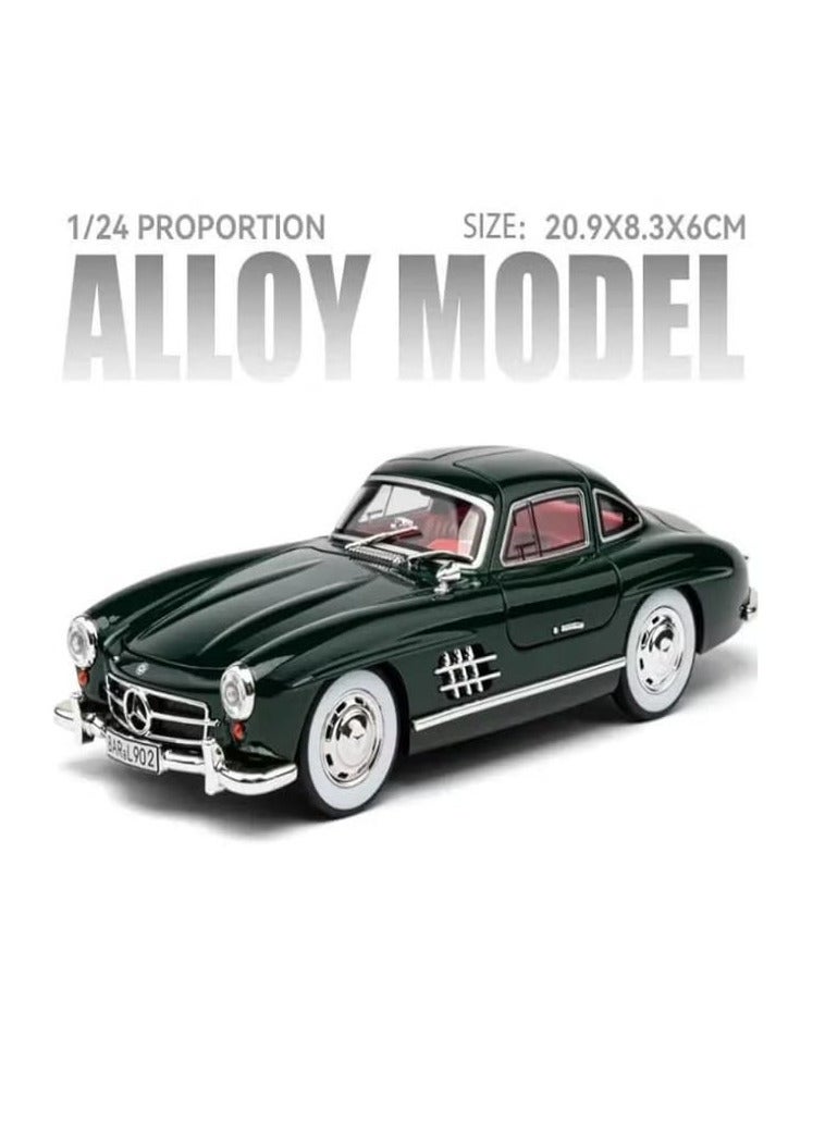 مرسيدس بنز 300 SL - سيارة من السبائك المعدنية بمقياس 1:24 - أبواب مفتوحة، إضاءة وصوت، سحب للخلف (أخضر داكن) - Image 2