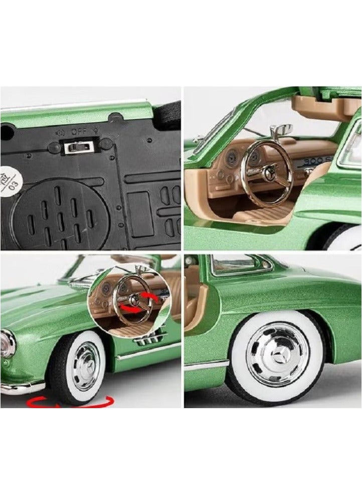 مرسيدس بنز 300 SL - سيارة من السبائك المعدنية بمقياس 1:24 - أبواب مفتوحة، إضاءة وصوت، سحب للخلف (أخضر داكن) - Image 5