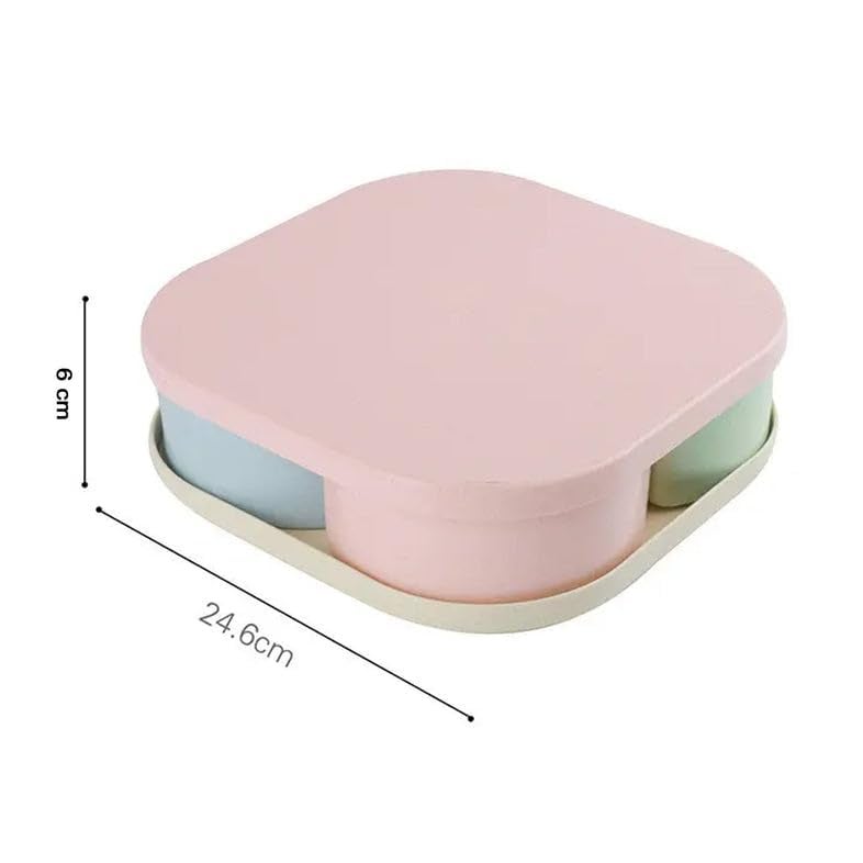 Exxelo Snack Storage Box, Divided Serving Tray with Lid, Dustproof, Airtight, Separate, Removable Large Capacity, Snack Box, Candy Bowl with 4/5 Compartments for Nuts, Candy, Fruit, Square - Image 3