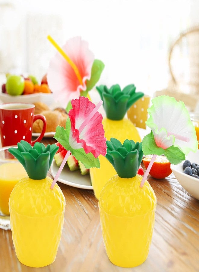 Cedilis 12 Pack Plastic Pineapple Cups with Lids and Straws, Hawaiian Luau Party Cups, Tiki Cups for Hawaiian Party Favor Decorations, 10oz - Image 5